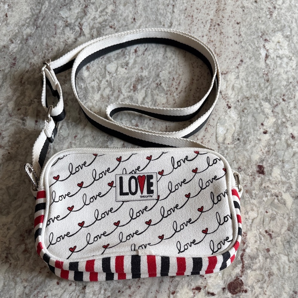 Brighton LOVE SCROLL Canvas Crossbody Purse